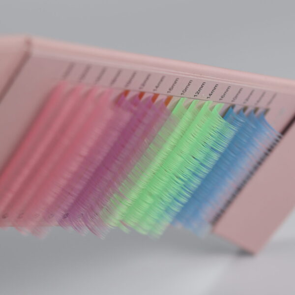 pastel coloured lash extensions