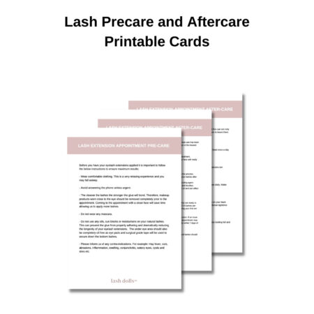 pre and aftercare lash cards